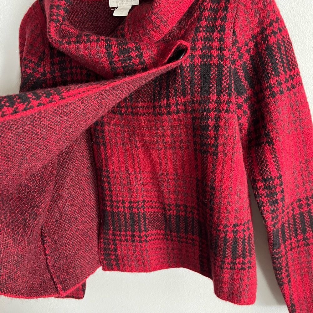 Christian Siriano Plaid Cowl Neck Wool Blend Sweater Wrap Top Sz S - Picture 7 of 9